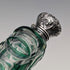 Antique British silver-lidded green cut glass portable perfume bottle